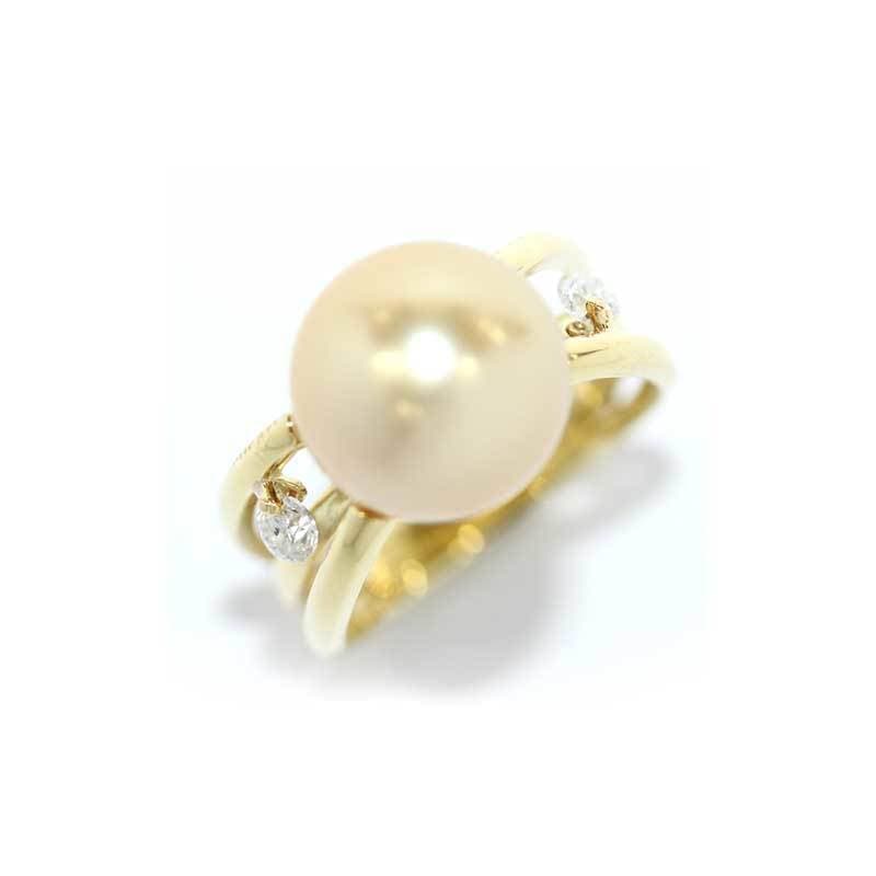 K18イエローゴールド南洋ゴールド真珠ダイヤモンドリング
