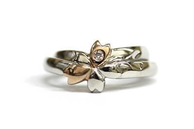 桜デザインの手作り結婚指輪＜マリッジリング＞